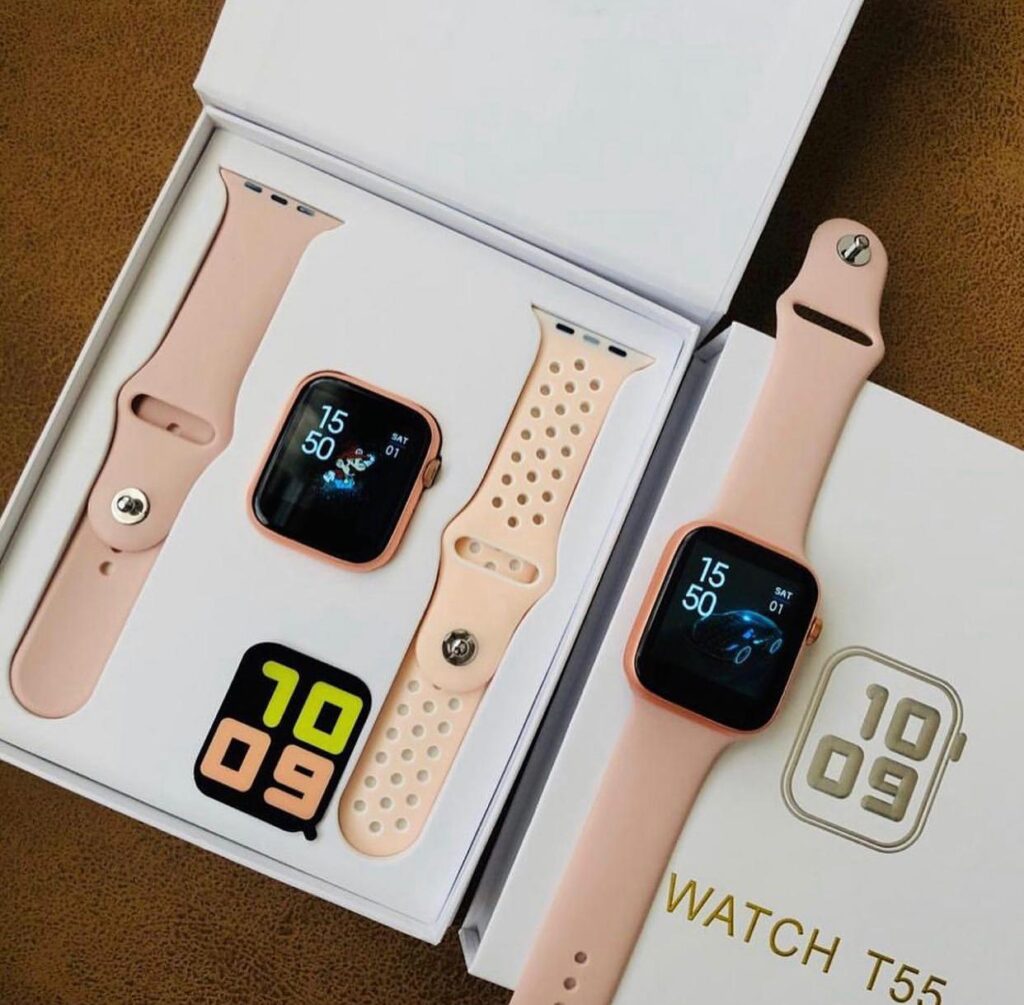 smart watch with golden strap